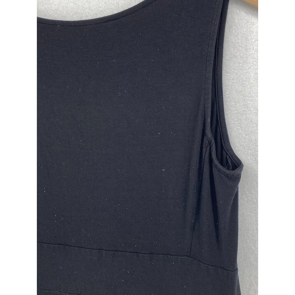 EILEEN FISHER Dress XS Stretch Rayon Jersey Surplice Tank Maxi Shirred Black USA - Picture 8 of 16